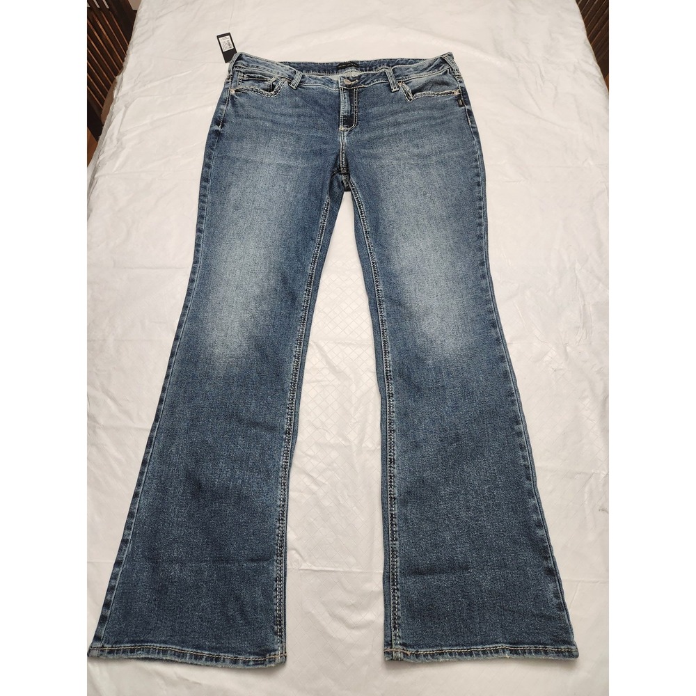 Silver Jeans Co Elyse Bootcut Jeans Womens 14W Medium Wash Blue Stretch Denim